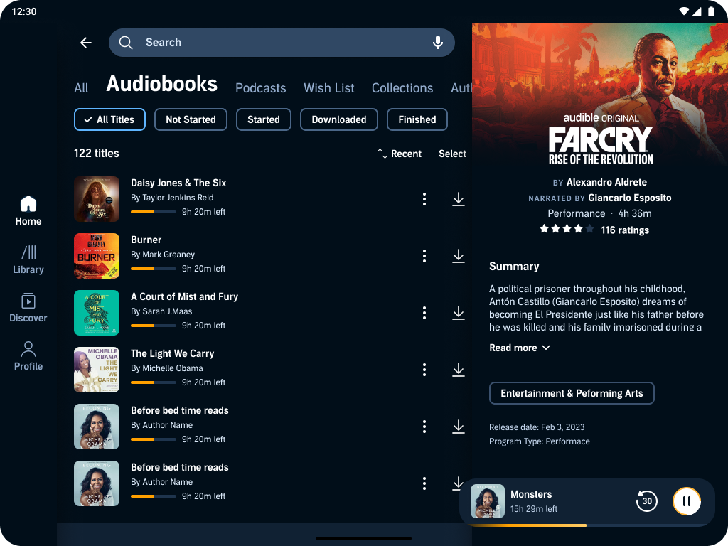 Audible — library view