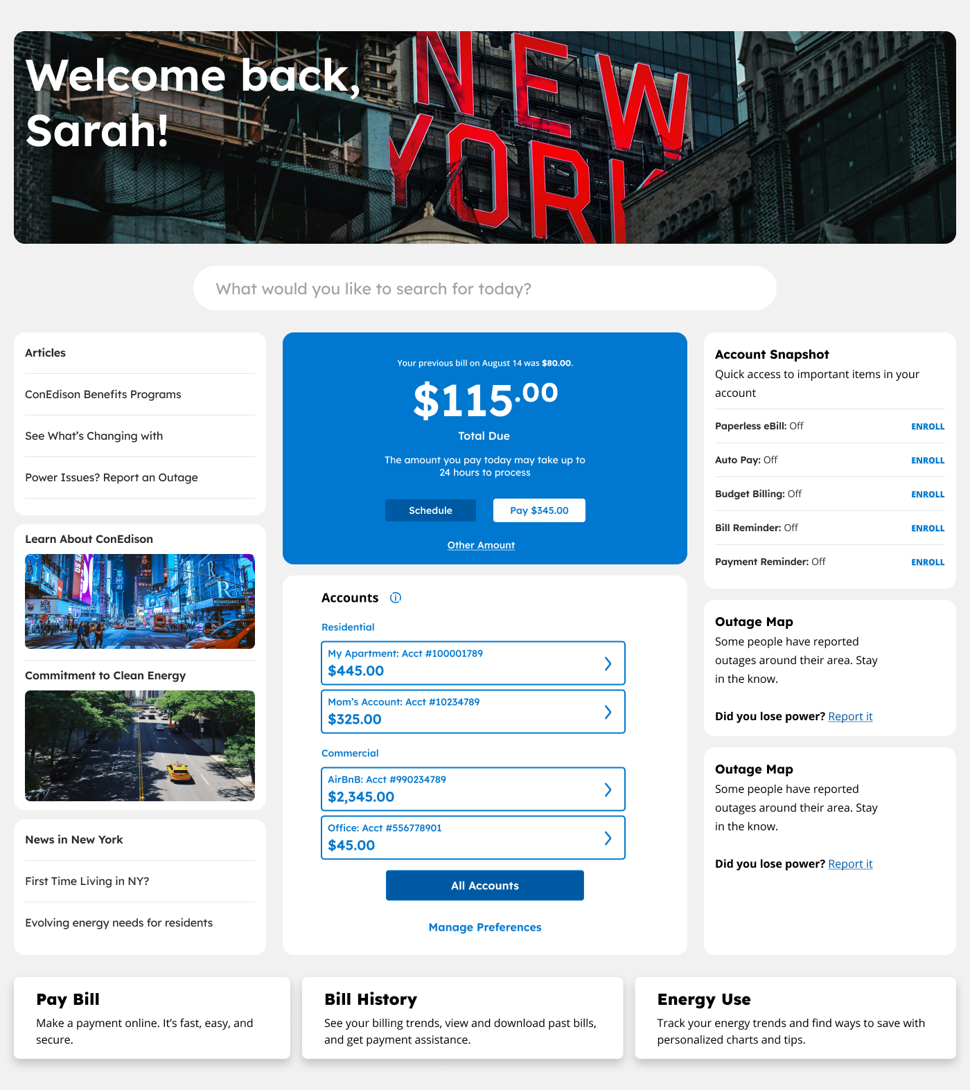 ConEdison — customer billing portal