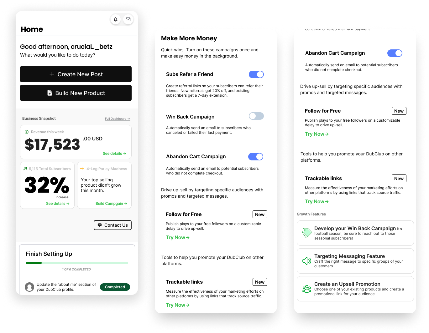 DubClub — capper dashboard